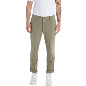 Replay Benni Hyperflex Hybrid Chino voor heren, slim fit, 597 kaki, 34W x 32L