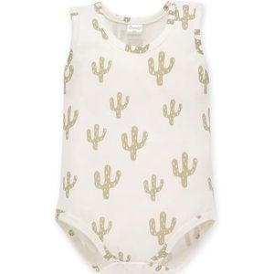 Pinokio Bodysuit mouwloos Free Soul, 100% katoen, unisex 50-68 (62), ecru cactuss, 62 cm