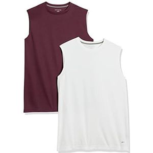 Amazon Essentials Active Performance Tech Muscle Tanktop voor heren, set van 2, bordeaux/wit, XX-Large