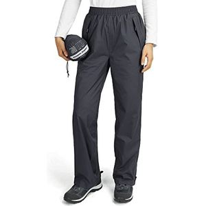 Outdoor Ventures Regenbroek voor dames, waterdicht, ademend, gevoerde overtrekbroek, winddicht, opvouwbare broek, lichte softshellbroek voor wandelen, fietsen, donkergrijs, 42
