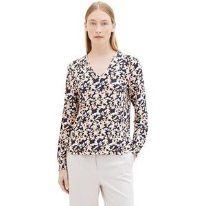 TOM TAILOR T-shirt met lange mouwen voor dames, 34765 - Coral Cut Floral Design, XL