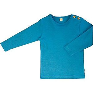 Leela Cotton Shirt met lange mouwen, Scandinavisch blauw T-shirt voor kinderen, uniseks, Blauw, 74-80
