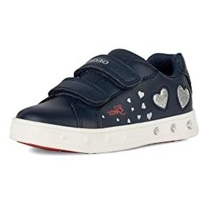 Geox J Skylin Girl sneakers voor meisjes, Navy Silver, 30 EU