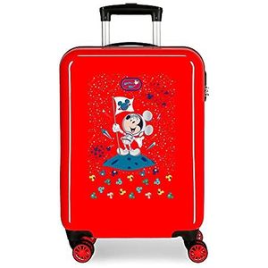 Disney Mickey Mickey on The Moon koffer, rood, 38 x 55 x 20 cm, stijf, ABS-combinatieslot, zijdelings 34 2 kg, 4 dubbele wielen, handbagage.