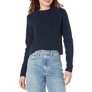 Amazon Essentials Dames Stitch Kabel Trui, Marine, Large