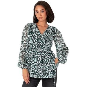 Lovedrobe Dames Wrap Top Dames Blouse V-hals Lange Ballon Mouwen Peplum Smart Casual Kantoorkleding Avondfeest Gelegenheid, Groen 8, Groen, 34