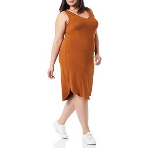 Amazon Essentials Dames Jersey Regular-Fit Mouwloze V-hals Midi Jurk (voorheen Daily Ritual), Caramel, XS
