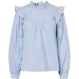 PIECES Dames Pcvela Ls Noos Shirt, Cashmere Blue, M