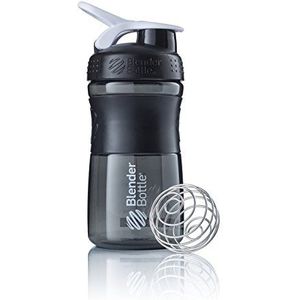 BlenderBottle Sportmixer Tritan drinkfles met BlenderBall, geschikt als proteïneshaker, eiwitshaker, waterfles of voor fitnessshakes, BPA-vrij, schaalbaar tot 500 ml, 590 ml, wit/zwart