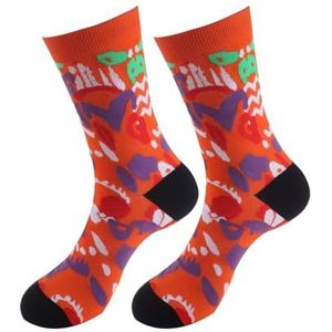 LILY MAJA 2 paar, uniseks katoenen sneaker sportsokken kalf sokken, kleurrijke casual sokken met patroon (model S298, EU40-44), oranje, 40-44 EU