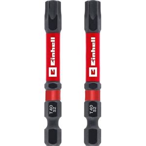 Originele Einhell Impact-bits met dubbele torsie, 2-delig, 60 mm, T40 (S2-staal, hoge duurzaamheid, dubbel torsieeffect, rode kleurring, E-6.3-schacht)