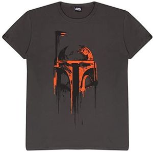 Star Wars Boba Fett Helmet T-shirt, Volwassenen, S-XXL, Charcoal, Officiële Koopwaar