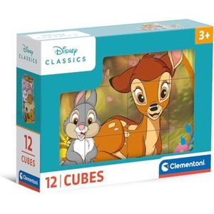 Clementoni - Disney Classics Classics-12 stuks kinderen 3 jaar, cartoons, kubussen, puzzel, Made in Italy, meerkleurig, 41196