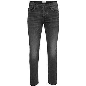 ONLY & SONS Heren Jeans ONSLOOM Black Washed DCC 0447 Slim Fit Zwart - Zwart, zwart denim, 34W x 36L