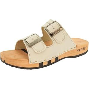 Woody Dames Maxima houten schoen, crème, 38 EU, Crème, 38 EU