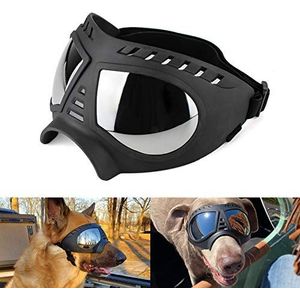 Namsan Hondenbril, middelgrote en grote anti-uv zonnebril voor honden, winddicht, sneeuwdicht, zacht montuur, bril voor lange snuit, hondenogen, bescherming voor honden, zwart