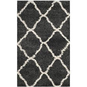 Safavieh shaggy tapijt, SGH283, geweven polypropyleen Transctioneel. 154 x 228 cm Donkergrijs/ivoor