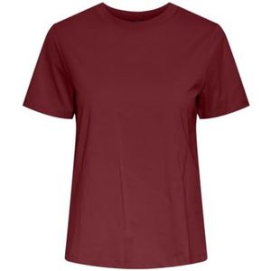 PCRIA SS SOLID Tee NOOS BC, rood (red dahlia), XS