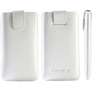 Favory Leren tas met terugtrekfunctie voor de Samsung Galaxy S4 Active i9295 wit