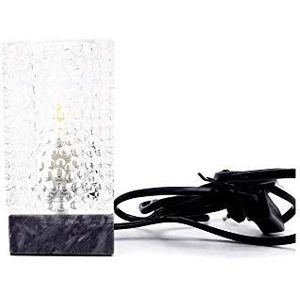 ILUMINACIÓN DE DISEÑO Tafellamp, marmeren sokkel en lampenkap van geslepen glas, 2 W, zwart