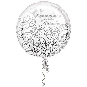 AMSCAN EUROPE 3582501 folieballon communie, zilver-wit