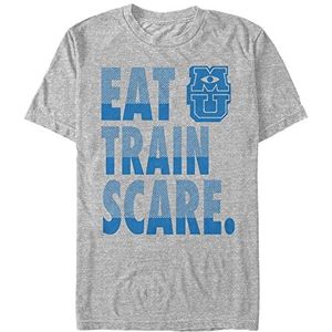Pixar Unisex Monster's Inc-Scare Training Organic Short Sleeve T-Shirt, Melange Grey, S, grijs, gemêleerd, S