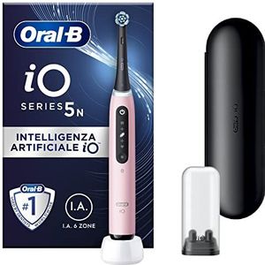 Oral-B iO 5N Elektrische Tandenborstel met Oplaadbare Handgreep, 1 Hoofd en Reiskoffer, Ontworpen door Bruin - Roze