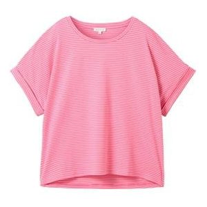 TOM TAILOR Basic Boxy T-shirt voor dames met strepen, 35346 - Pink Offwhite Stripe, M