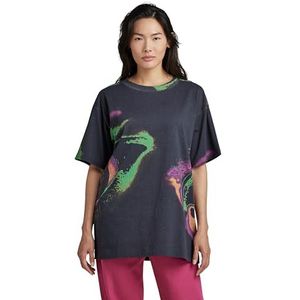 G-STAR RAW Dames bedrukte Boxy U T-Shirt, meerdere kleuren (Indigo Eye dye C338-G011), XS, Meerkleurig (Indigo Eye Dye C338-g011), XS