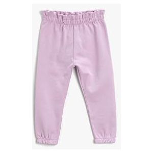 Koton Basic Joggingbroek voor babymeisjes, met overhemd, elastische tailleband, geborsteld, binnenzijde, paars (370), 18-24 Maanden