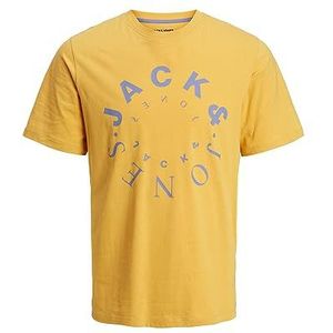 JACK&JONES JUNIOR Jjwarrior Tee Ss Crew Neck Jnr T-shirt voor jongens, Honey Gold/Print: big, 140 cm