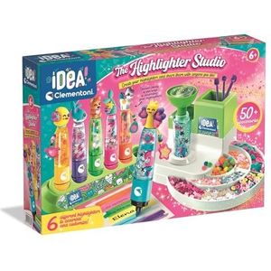 Clementoni Idea 18860 Markeerstiften voor in de werkplaats met meer dan 50 accessoires, creatief speelgoed, knutselset, gepersonaliseerde pen, cadeauset voor kinderen vanaf 6 jaar