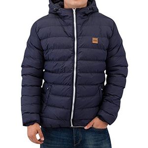 Urban Classics Herenjas Basic Bubble Jacket, winterjas voor mannen met capuchon, verkrijgbaar in vele kleuren, maten XS - 5XL, Nvy/Wht/Nvy, S
