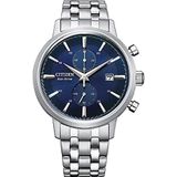 Citizen Heren Chronograaf Eco-Drive horloge met roestvrijstalen armband, blauw, Eén maat, armband