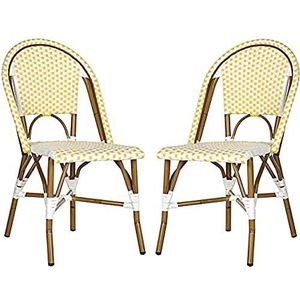 Safavieh Viktoria Bistro stoel (set van 2) geel/wit, 54 x 45 x 87,88 cm