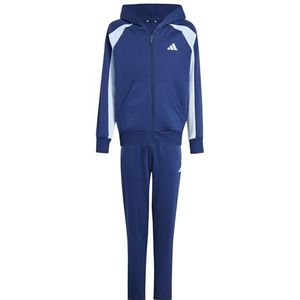 adidas Uniseks-Kind SEASONAL ESSENTIALS COLORBLOCK FLEECE TRACKSUIT, dark blue/glow blue/white, 15-16 Years