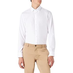 Seidensticker Slim businesshemd voor heren, strijkvrij, button-down-kraag, lange mouwen, wit (wit 01), 37