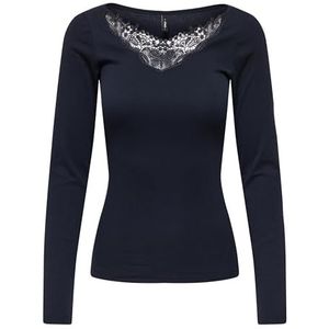 Bestseller A/S Onlkira L/S New Lace Top JRS shirt met lange mouwen, jurk, blauwtinten, L