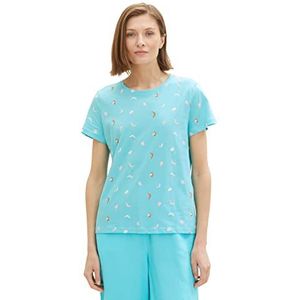 TOM TAILOR Dames T-shirt 1035378, 31883 - Turquoise Abstract Dot Print, XS