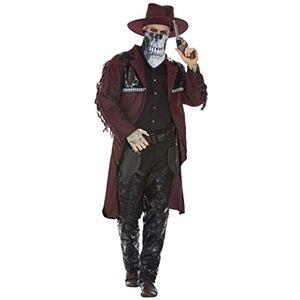 Deluxe Dark Spirit Western Cowboy Costume, Burgundy, Jacket, Chaps, Holster, Hat & Mask, (XL)