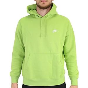 Nike Mens Hooded Long Sleeve Top Sportswear Club Fleece, Levendig Groen/Levendig Groen/Wit, BV2654-332, XS