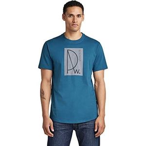 G-STAR RAW Heren Lash Raw Graphic T-Shirt, Blauw (Nitro D22377-336-1861), XS