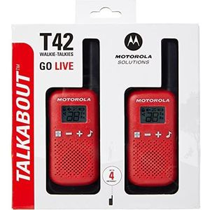 Motorola Talkabout T42 Pmr446 Portofoon, Set Van 2, Rood