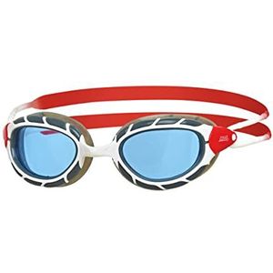 Zoggs Predator Zwembril voor volwassenen, UV-bescherming zwembril, katrol aanpassen Comfort Goggles riemen, Mistvrije zwembrillenzen, Zoggs Goggles Volwassenen Ultra Fit, getint, wit/rood, klein