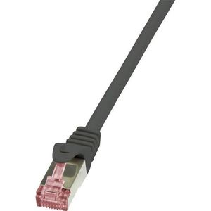 LogiLink CQ2093S RJ45 netwerkkabel, patchkabel CAT 6 S/FTP 10,00 m zwart, vlamvertragend, met vergrendelingsneus