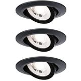 Paulmann 93367 LED inbouwlamp set zwenkbaar warmwit rond incl. 3x6 watt inbouwspot zwart mat inbouwlamp kunststof spot 3000 K