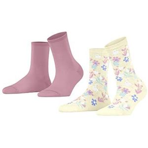 ESPRIT Fresh Summer Flower 2-Pack Vrouwen Korte Sokken Viscose Veelkleurig dun gedessineerd Multipack 2 Paar