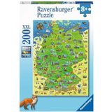 Ravensburger Kinderpuzzle - Bunte Deutschlandkarte - 200 Teile Puzzle für Kinder ab 8 Jahren