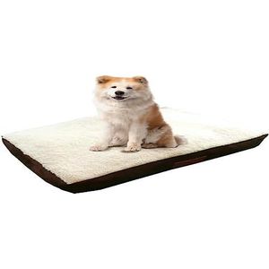 Ellie-Bo Hondenbed, zachte en wasbare hondenmand, matras van imitatiesuède en schapenvacht, orthopedische traagschuimvulling, geschikt voor 71 x 48 x 6 cm, hondenbed in bruin en wit
