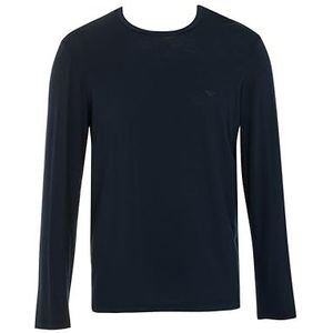 EMPORIO ARMANI MAN'S TECH WOL T-SHIRT MET LANGE MOUWEN MET RONDE HALS BLAUW M REGELMATIGE FIT, Armani Blauw, M